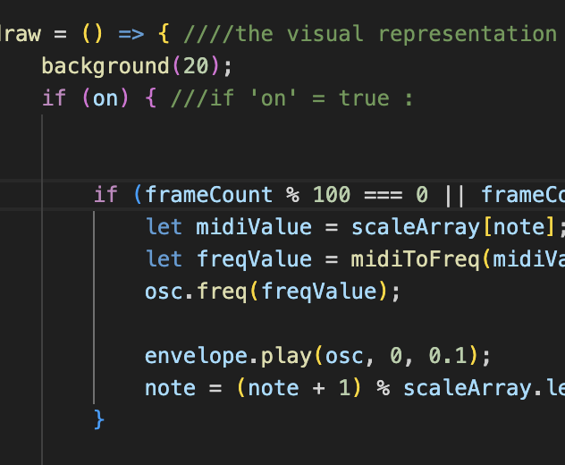 Visualization according to audio code